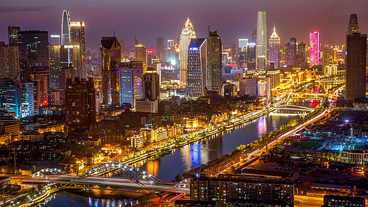 天津城市夜景摩天大厦高清图片素材