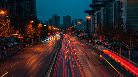 城市道路延时灯高清图片素材