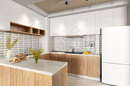开放式现代厨房设计简约高清图片素材