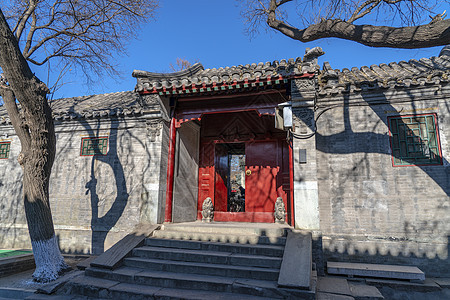 北京方家胡同古建筑蓝天高清图片素材