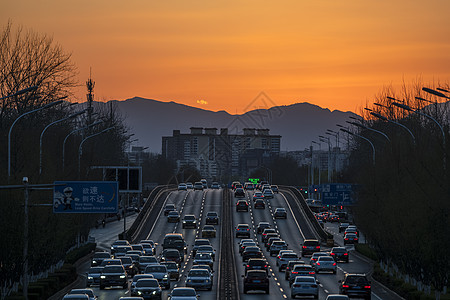 晚霞北京二环路德胜门桥图片