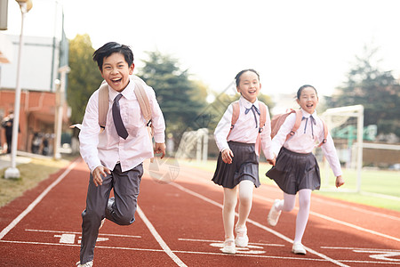 起跑跑道儿童节小学生奔跑背景