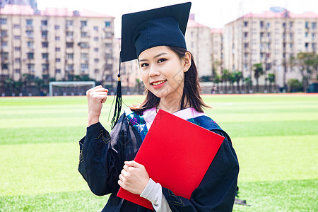 女大学生毕业加油手势高清图片