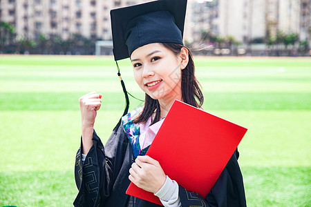 女大学生毕业加油手势图片