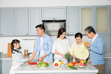 全家人一起做饭背景图片