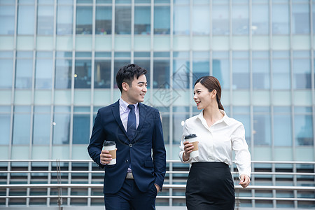 休闲女士商女男女喝咖啡聊天背景