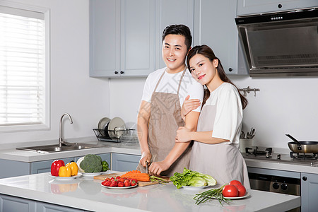 居家男人情侣居家做饭背景