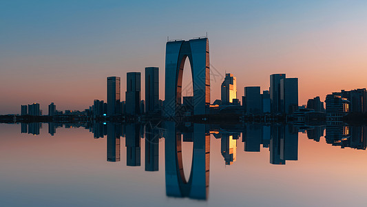 建筑城市夜景苏州金鸡湖背景