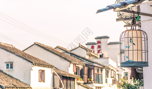 鸟笼苏州平江路街景背景