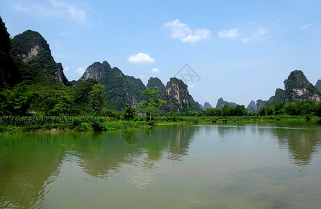 三亚美景广西明仕田园山水风光背景