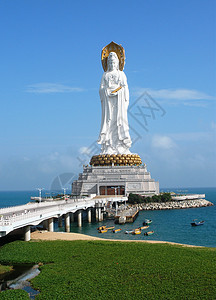 海南三亚海边观音塑像著名景点高清图片素材