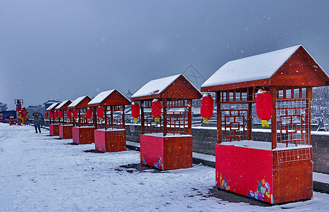 西安明城墙雪景高清图片