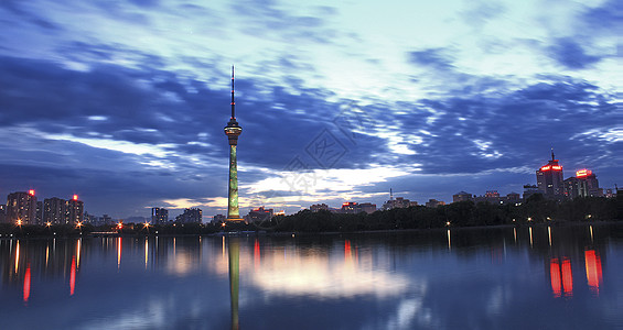 北京夜景北京中央电视塔背景