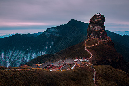 贵州梵净山景区梵净山古寺悠扬背景