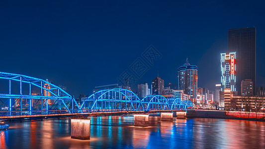 天津夜景兰州中山桥夜景背景