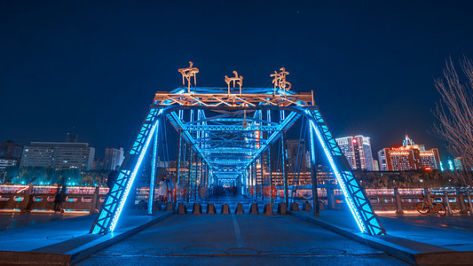 兰州中山桥夜景图片