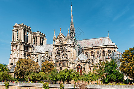 法国巴黎圣母院外观背景