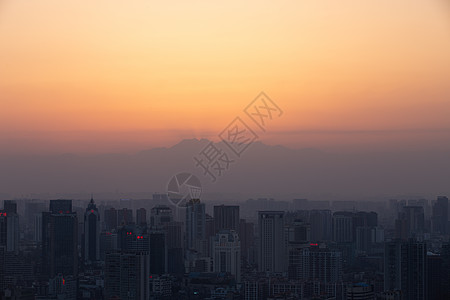 成都市建筑群成都市武侯区日落背景