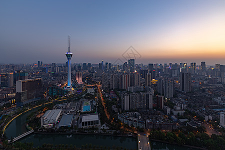 成都电视塔夜景成都市成华区猛追湾街道日落天际线背景