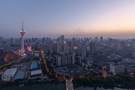 成都电视塔夜景成都市武侯区日落背景