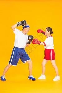 老人运动健身拳击高清图片