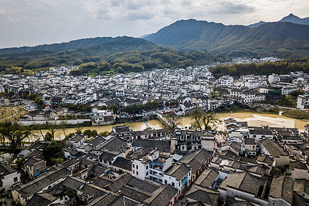 航拍宏村背景图片