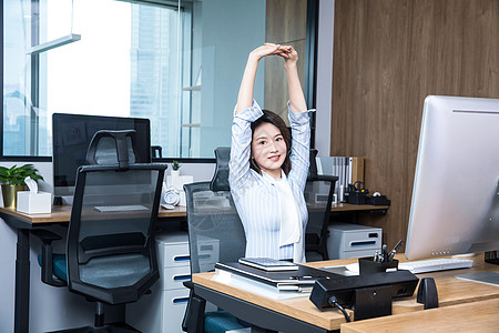 办公室女性女性办公室锻炼背景