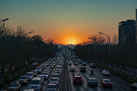日落北京安定门西大街桥图片