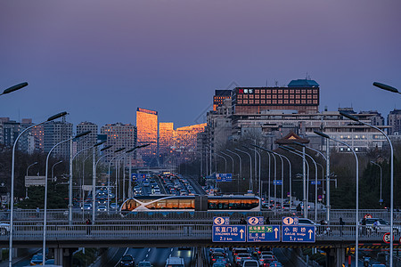 日落北京安定门东大街桥图片
