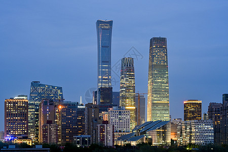 夜晚的城市北京CBD城市夜景背景