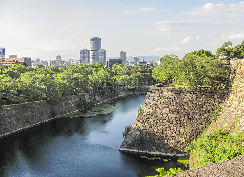日本大阪城护城河图片
