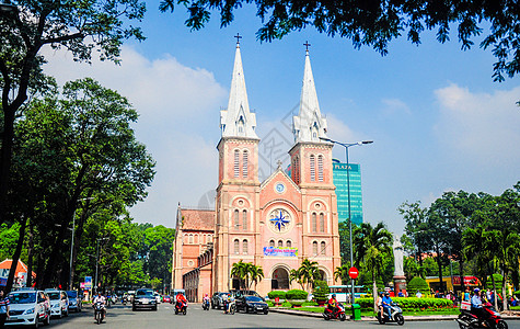 西贡的圣母玛利亚天主教堂高清图片