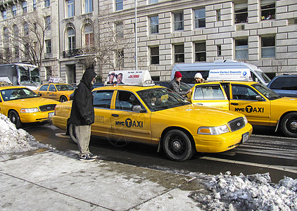 出租车乘客纽约街头的出租车背景