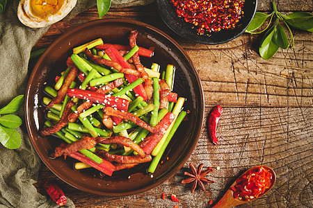 蒜苔炒肉蒜苔炒肉片炒蒜苔高清图片