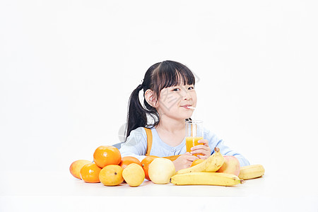 健康饮食喝果汁小女孩喝果汁背景