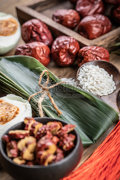 端午节粽子和制作原料图片