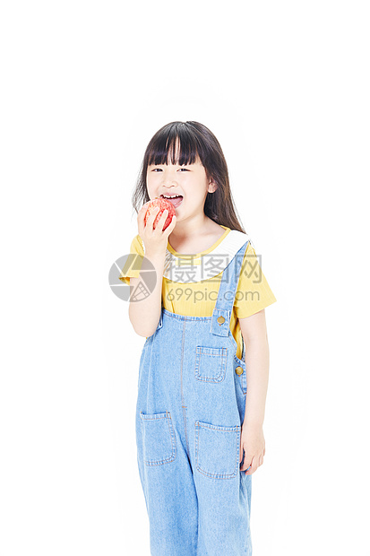 小女孩吃苹果图片