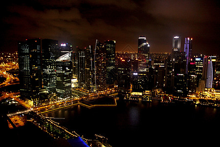 金沙酒店空中花园俯瞰新加坡城市夜景高清图片