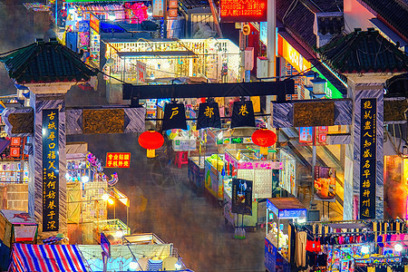 空旷的武汉地标户部巷美食街夜景旅游高清图片素材