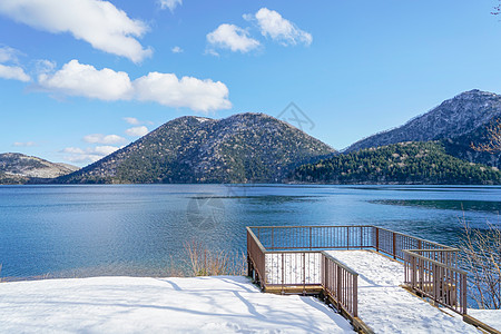 日本北海道然别湖风光图片