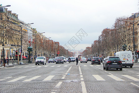 冬日巴黎香榭丽大街背景图片