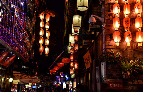 夜景古城街道夜色高清图片