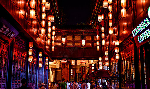 成都锦里夜景背景图片