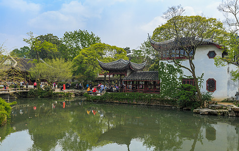 苏州古建筑苏州著名旅游景点拙政园背景