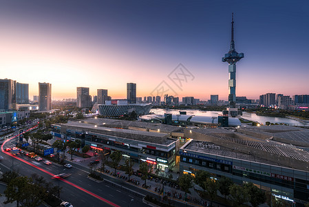 江苏夜景沿海城市盐城背景