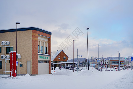 日本城市北海道富良野街道街景背景