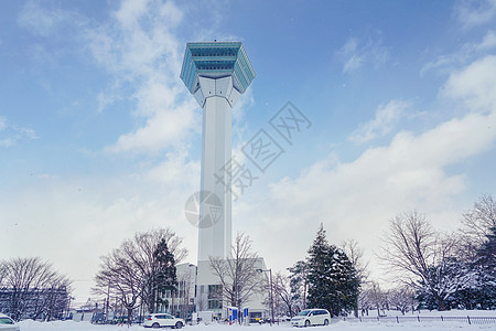 雪中塔楼北海道五棱郭景区背景