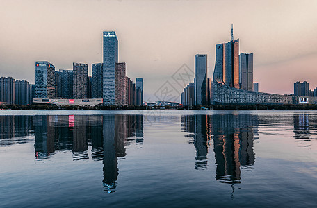 仰视高楼合肥天鹅湖风光背景