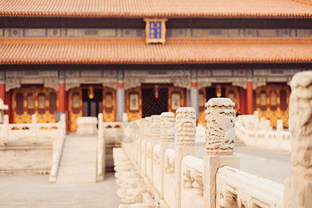 汉白玉栏杆北京故宫宏伟皇极殿背景