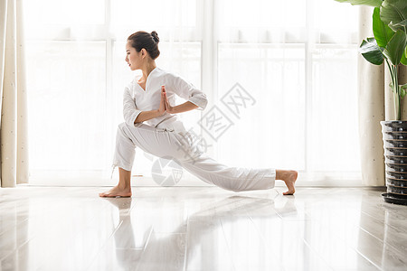 室内运动女性瑜伽背景